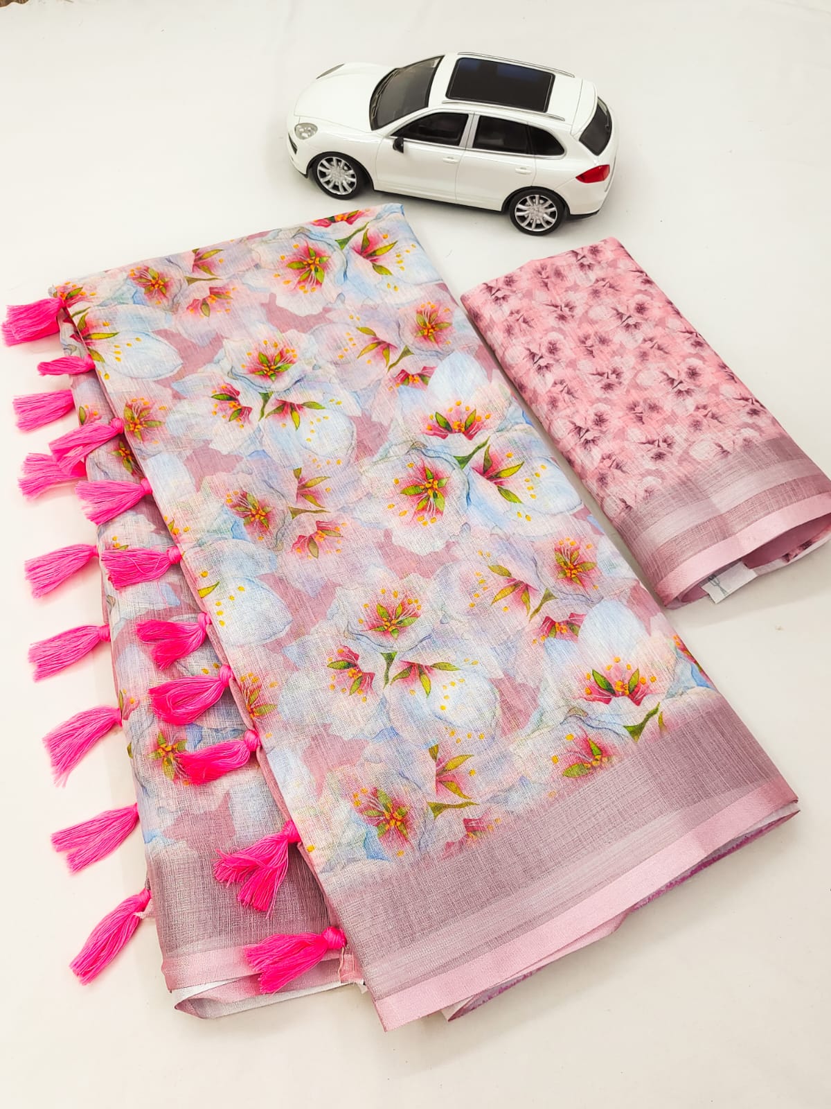 MG 334 Linen Designer Printed Sarees Catalog